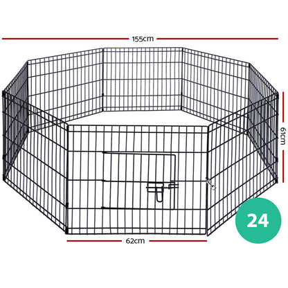 24" 8 Panel Pet Dog Playpen Puppy Exercise Cage Enclosure Fence Play Pen