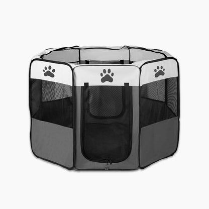 8 Panel Pet Dog Cat Crate Play Pen Bags Kennel Portable Tent Playpen Puppy Cage Large Grey