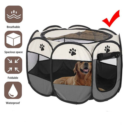 8 Panel Pet Dog Cat Crate Play Pen Bags Kennel Portable Tent Playpen Puppy Cage Medium Grey